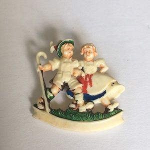 Vintage Old Plastic Brooch Bavarian Children Germany